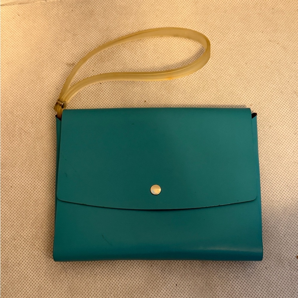 Chic Teal Clutch with Wrist Strap